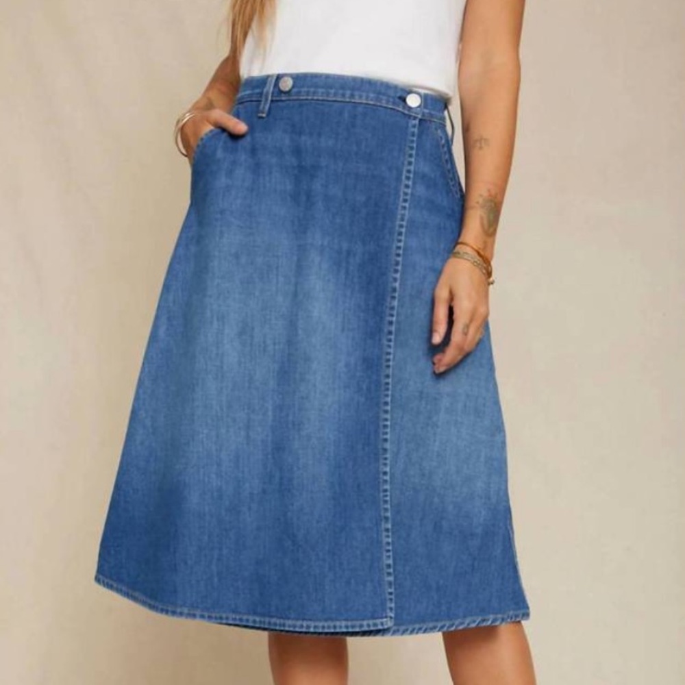 AMO Marie Denim Jean Wrap Skirt Wistful Blue‎ Large
